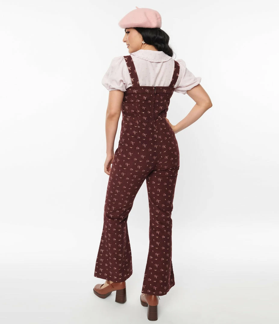 SHEEN Clothing Ltd Burgundy Floral Irie Jumpsuit