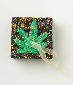 Kurt Adler Rainbow Sprinkle Cannabis Brownie Ornament