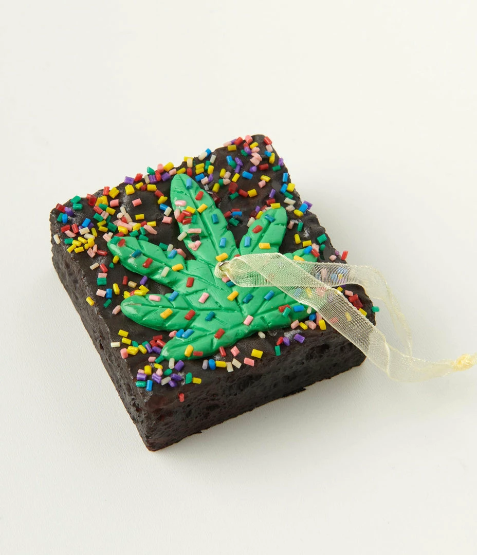 Kurt Adler Rainbow Sprinkle Cannabis Brownie Ornament