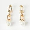 Joia Gold Paperclip Pearl Drop Earrings