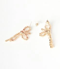 Joia Gold Rhinestone Bow Earrings