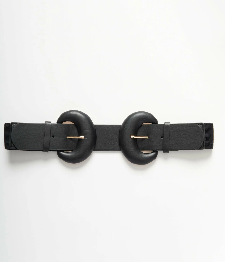 Joia Black Round Double Buckle Cinch Belt Accessories