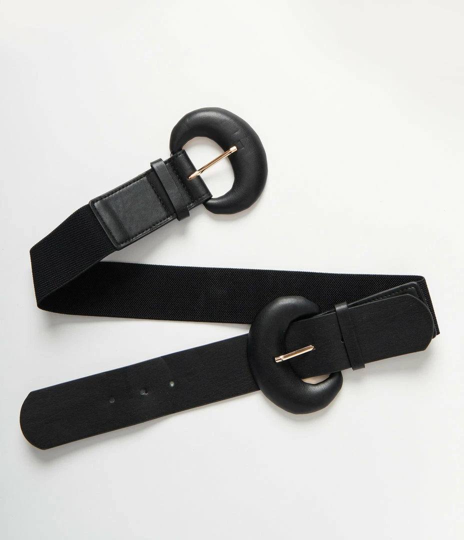 Joia Black Round Double Buckle Cinch Belt Accessories