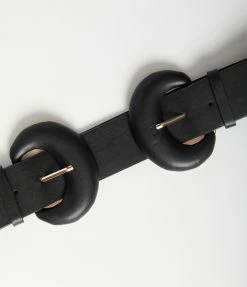 Joia Black Round Double Buckle Cinch Belt Accessories