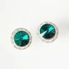 Joia Flapper Round Emerald Crystal Stud Earrings