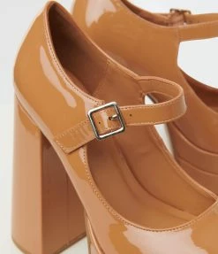 Fortune Dynamic Brown Patent Mary Jane Heels Heels & Wedges