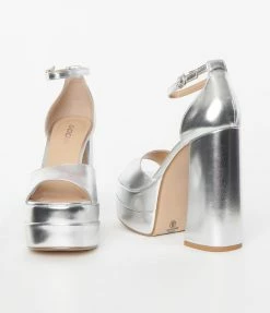 Fortune Dynamic Silver Peep Toe Platform Heels