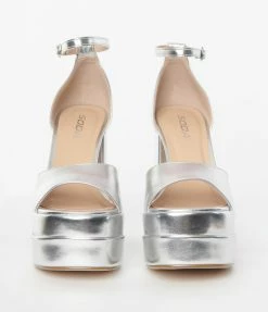 Fortune Dynamic Silver Peep Toe Platform Heels