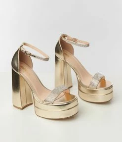 Fortune Dynamic Gold Metallic Platform Heels