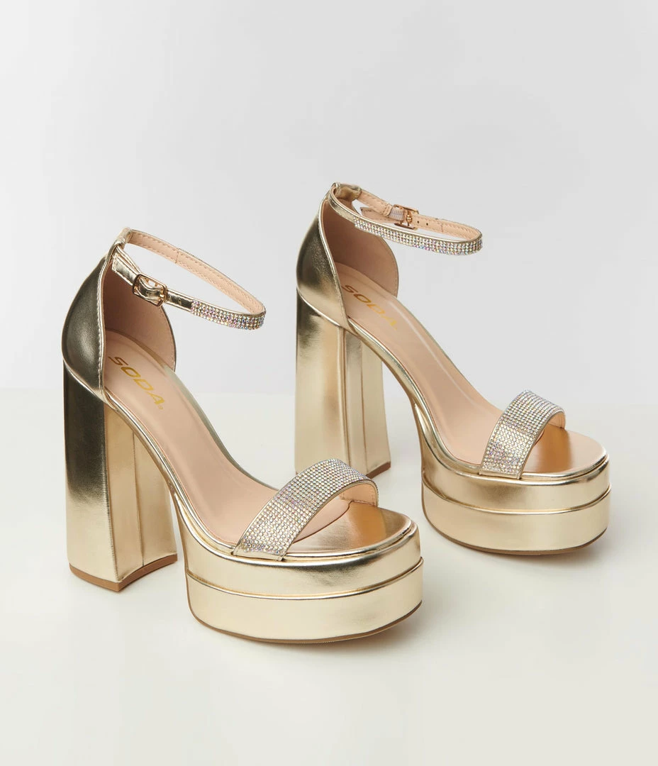 Fortune Dynamic Gold Metallic Platform Heels