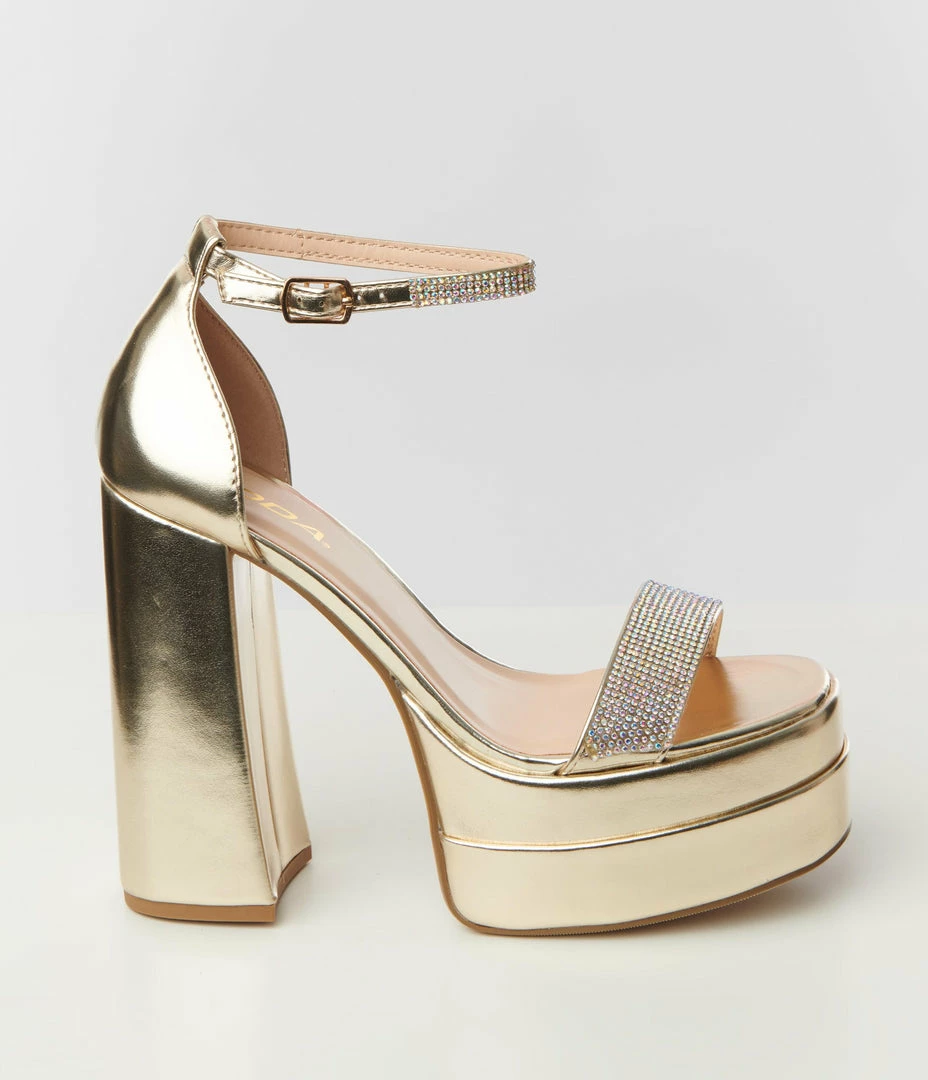 Fortune Dynamic Gold Metallic Platform Heels