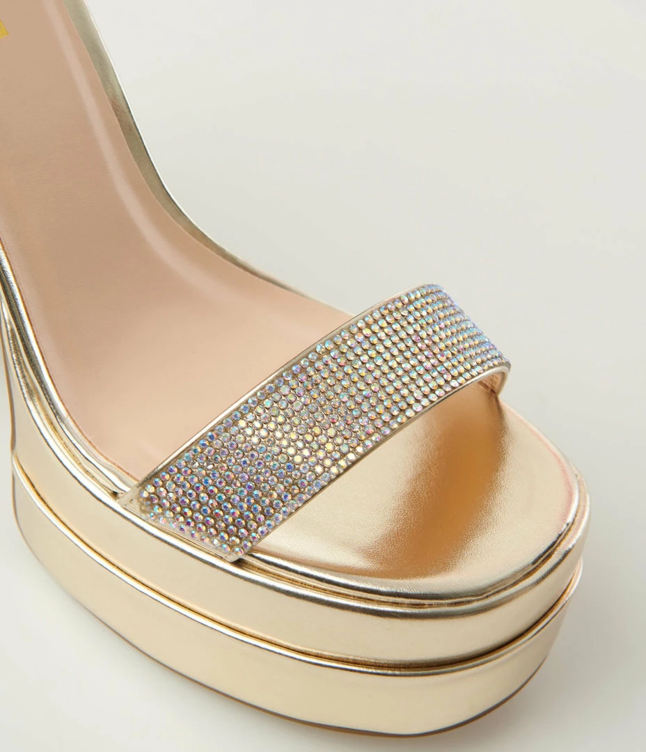 Fortune Dynamic Gold Metallic Platform Heels