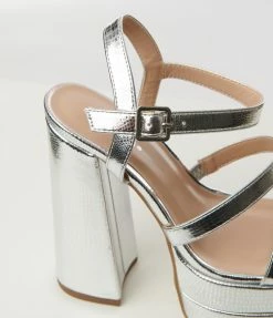 Fortune Dynamic Silver Platform Strap Heels