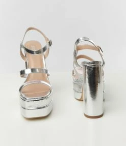 Fortune Dynamic Silver Platform Strap Heels