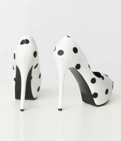 Atixo GmbH (Belsira) (Faire) Shoes White & Black Polka Dot Peep Toe Platform Pumps