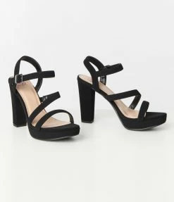 Fortune Dynamic Matte Black Platform Heel Sandals Guest Attire