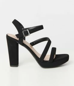 Fortune Dynamic Matte Black Platform Heel Sandals Guest Attire