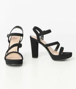 Fortune Dynamic Matte Black Platform Heel Sandals Guest Attire