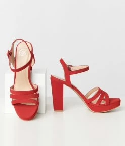 Fortune Dynamic Lipstick Red Platform Heel Sandals