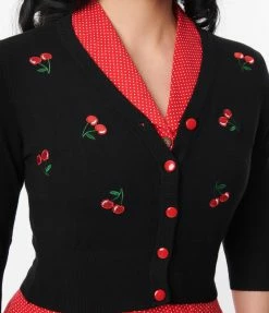 Atixo GmbH (Belsira) (Faire) Clothing Black Cherry Embroidered Crop Cardigan