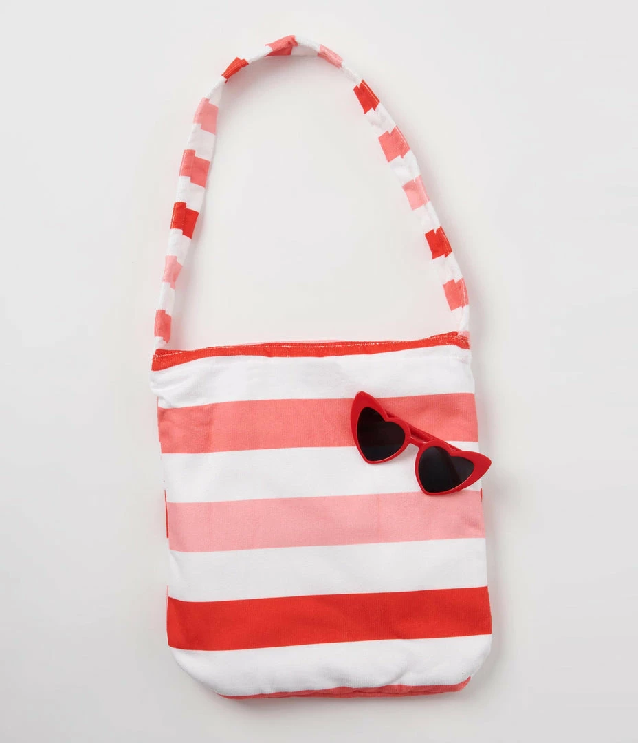 Joia Think Pink Striped 2 In 1 Towel Tote Bag