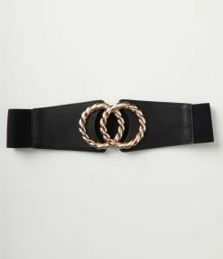 Joia Gold Twist Infinity Black Elastic Belt Accessories