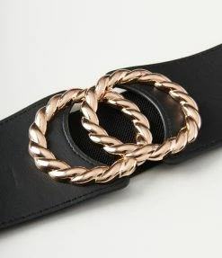 Joia Gold Twist Infinity Black Elastic Belt Accessories