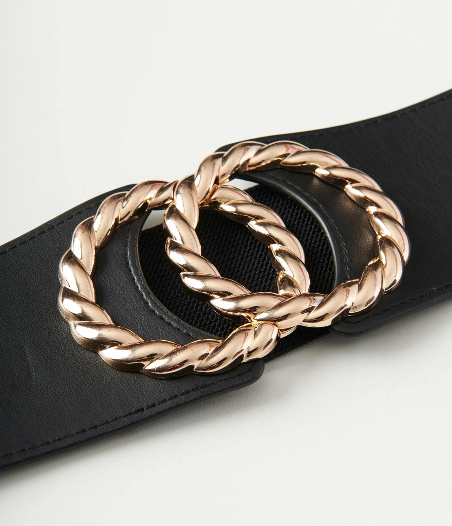 Joia Gold Twist Infinity Black Elastic Belt Accessories