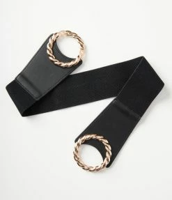 Joia Gold Twist Infinity Black Elastic Belt Accessories