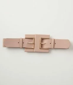 Joia Accessories Pale Pink Square Double Buckle Belt