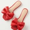 Joia Shoes Chic Smooth Red Bow Slipper