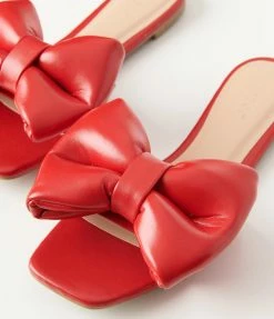 Joia Shoes Chic Smooth Red Bow Slipper