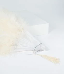 Arkansas Valley Feathers (Zucker Feathers) Flapper Vintage Style Ivory Marabou Feather Fan