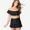 Unique Vintage Black Ruffled Ramona Swim Top