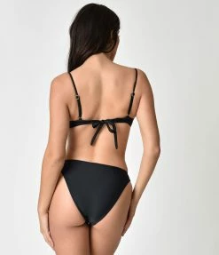 Swimwear Unique Vintage Black Sweetheart Bandeau Charlene Swim Top