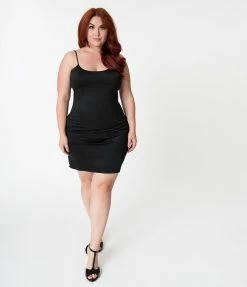 Unique Vintage Short Black Stretch Slip Clothing