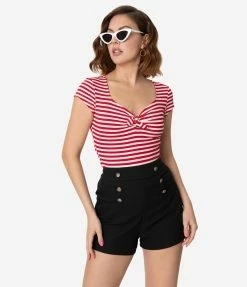 Unique Vintage 1940s Style Black High Waist Sailor Debbie Shorts Sale