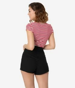 Unique Vintage 1940s Style Black High Waist Sailor Debbie Shorts Sale