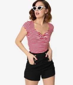 Unique Vintage 1940s Style Black High Waist Sailor Debbie Shorts Sale