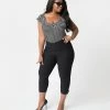 Unique Vintage Plus Size 1950s Black High Waist Rachelle Capri Pants Clothing