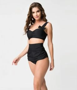Attempt Inc. (Pinky Pinups) New Arrivals! 1950s Vintage Style Black Bows Swim Top