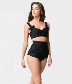 Attempt Inc. (Pinky Pinups) New Arrivals! 1950s Vintage Style Black Bows Swim Top