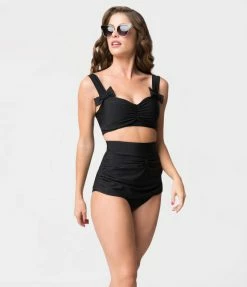Attempt Inc. (Pinky Pinups) New Arrivals! 1950s Vintage Style Black Bows Swim Top