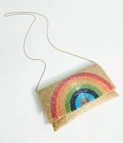 Ricki Designs Accessories Golden Beaded Rainbow Clutch