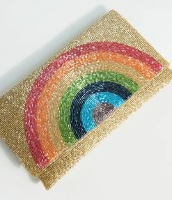 Ricki Designs Accessories Golden Beaded Rainbow Clutch