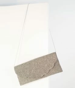 Ricki Designs Gunmetal & Silver Beaded Envelope Clutch