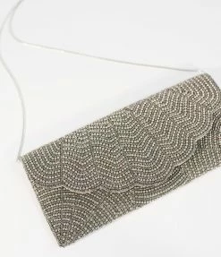 Ricki Designs Gunmetal & Silver Beaded Envelope Clutch