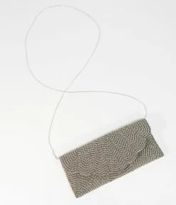 Ricki Designs Gunmetal & Silver Beaded Envelope Clutch
