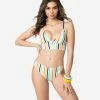 Dreamwave Retro Style Multicolor Stripe Low Cut Bikini Bottom