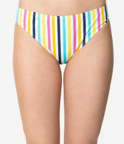 Dreamwave Retro Style Multicolor Stripe Low Cut Bikini Bottom
